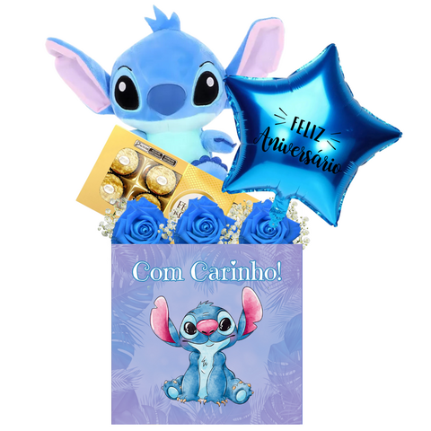 Cesta de Aniversário Temática - Stitch Feliz
